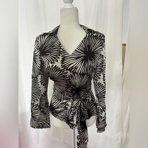 Elegant Black and White Floral Women's Top